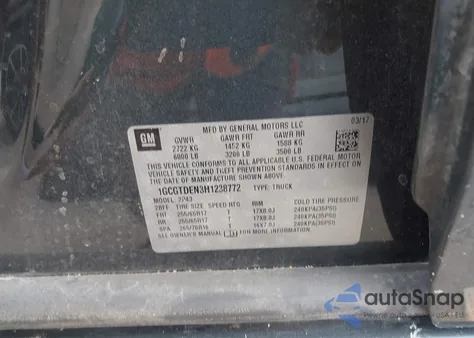 2017 Chevrolet Colorado Z71 z USA, uszkodzony, nr VIN 1GCGTDEN3H1238772